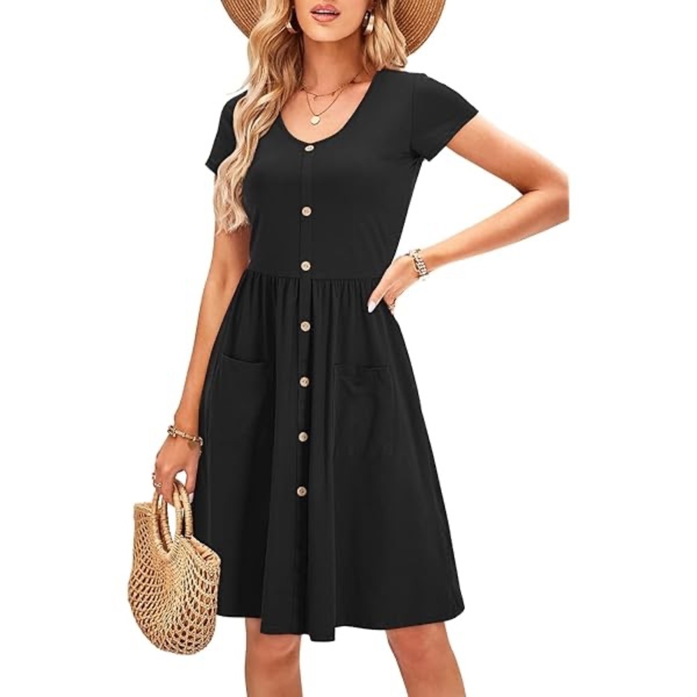 NWT Size L Button down black dress